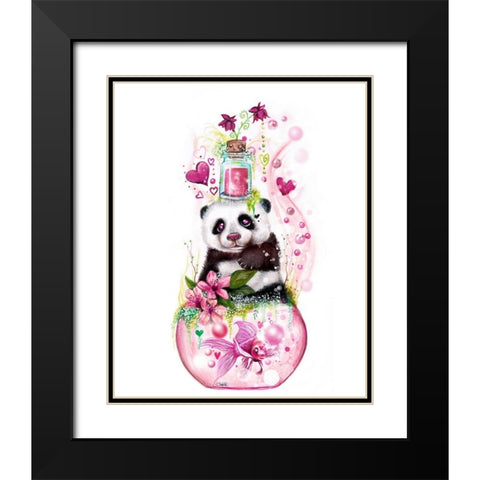 Panda Love Potion Black Modern Wood Framed Art Print with Double Matting by Sheena Pike Art