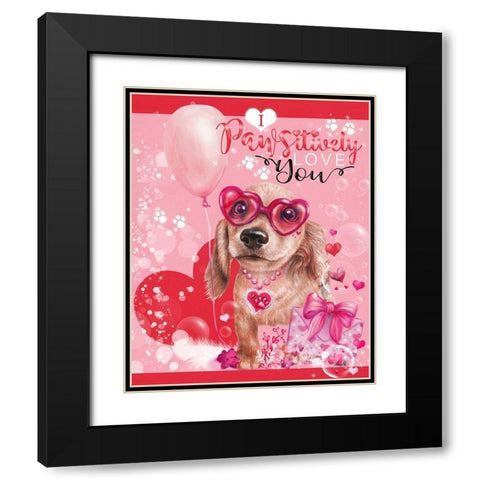 I Pawsitively Love You- Valentine Design Black Modern Wood Framed Art Print with Double Matting by Sheena Pike Art