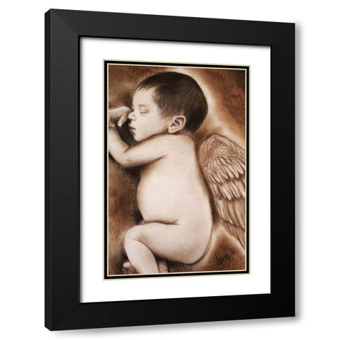 Angel of my Tears Black Modern Wood Framed Art Print with Double Matting by Sheena Pike Art