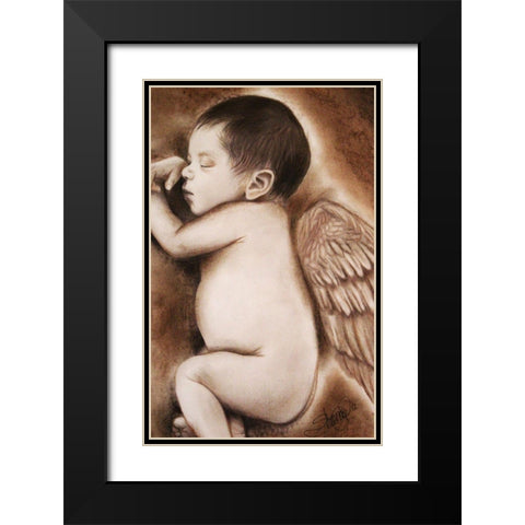 Angel of my Tears Black Modern Wood Framed Art Print with Double Matting by Sheena Pike Art