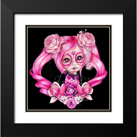 Sugar Sweeties - Hot Pink Black Modern Wood Framed Art Print with Double Matting by Sheena Pike Art