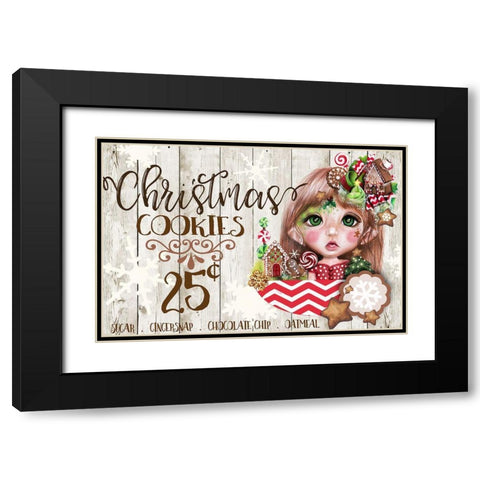 Christmas Cookies Sign - Ginger MunchkinZ Elf Black Modern Wood Framed Art Print with Double Matting by Sheena Pike Art