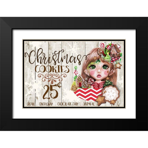 Christmas Cookies Sign - Ginger MunchkinZ Elf Black Modern Wood Framed Art Print with Double Matting by Sheena Pike Art
