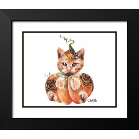 Jack O Kitty Black Modern Wood Framed Art Print with Double Matting by Sheena Pike Art