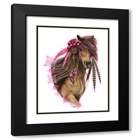 Magenta Warrior - T Shirt Design Black Modern Wood Framed Art Print with Double Matting by Sheena Pike Art