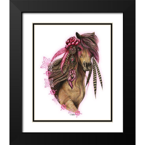Magenta Warrior - T Shirt Design Black Modern Wood Framed Art Print with Double Matting by Sheena Pike Art