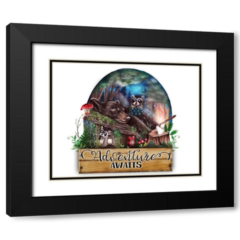 Adventure Awaits Black Modern Wood Framed Art Print with Double Matting by Sheena Pike Art