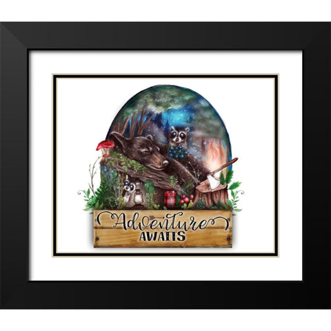 Adventure Awaits Black Modern Wood Framed Art Print with Double Matting by Sheena Pike Art