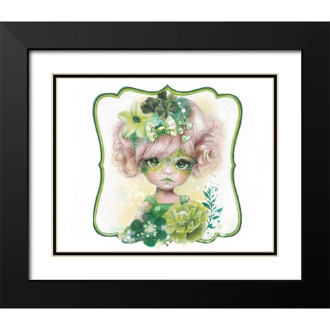 Sugar Sweeties - Green Clover Black Modern Wood Framed Art Print with Double Matting by Sheena Pike Art