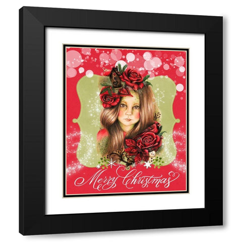 Merry Pixie Blossom - Merry Christmas Black Modern Wood Framed Art Print with Double Matting by Sheena Pike Art