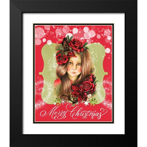 Merry Pixie Blossom - Merry Christmas Black Modern Wood Framed Art Print with Double Matting by Sheena Pike Art