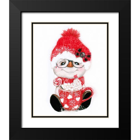 Peppermint Snowman Black Modern Wood Framed Art Print with Double Matting by Sheena Pike Art