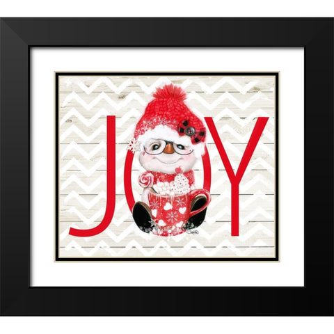 Peppermint Snowman - Joy Black Modern Wood Framed Art Print with Double Matting by Sheena Pike Art
