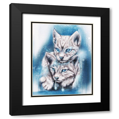 Blue Winter Lynx Black Modern Wood Framed Art Print with Double Matting by Sheena Pike Art