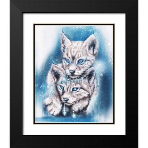 Blue Winter Lynx Black Modern Wood Framed Art Print with Double Matting by Sheena Pike Art