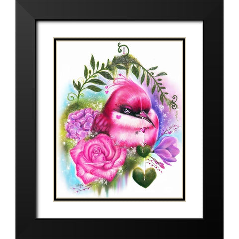 Be Mine - Love Birds Black Modern Wood Framed Art Print with Double Matting by Sheena Pike Art