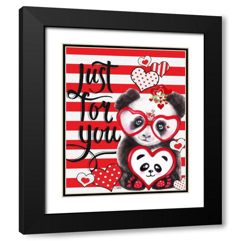 Panda Valentine Black Modern Wood Framed Art Print with Double Matting by Sheena Pike Art