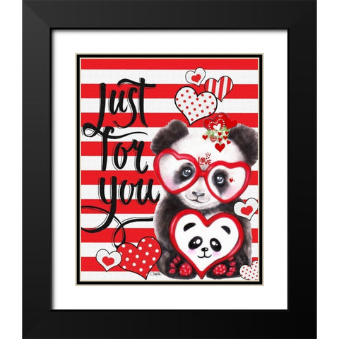 Panda Valentine Black Modern Wood Framed Art Print with Double Matting by Sheena Pike Art