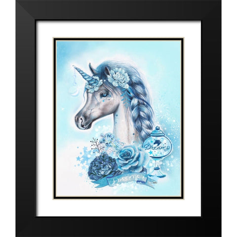 Dreamer Unicorn Black Modern Wood Framed Art Print with Double Matting by Sheena Pike Art