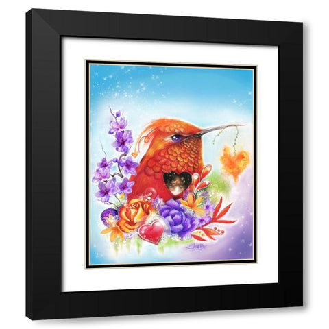 I Burn for You Love Birds Black Modern Wood Framed Art Print with Double Matting by Sheena Pike Art