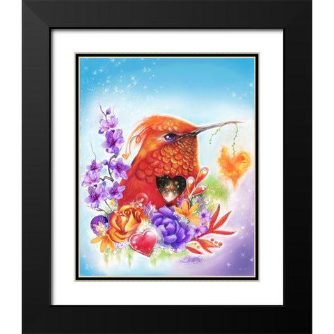 I Burn for You Love Birds Black Modern Wood Framed Art Print with Double Matting by Sheena Pike Art