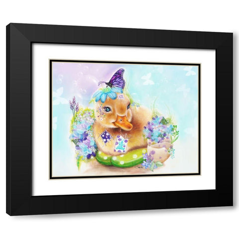 Spring Duckling Black Modern Wood Framed Art Print with Double Matting by Sheena Pike Art