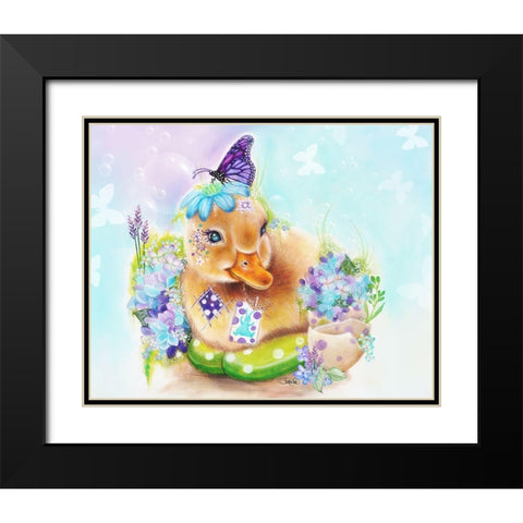 Spring Duckling Black Modern Wood Framed Art Print with Double Matting by Sheena Pike Art