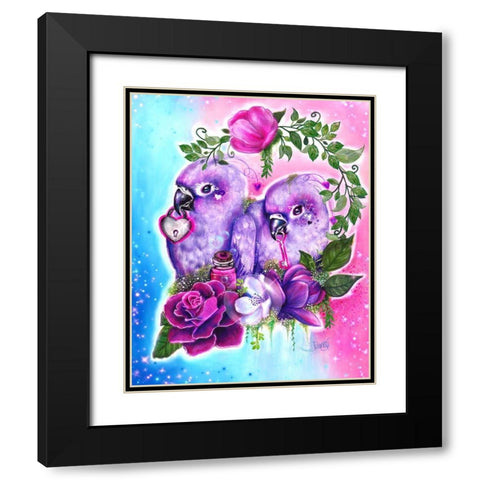 Still Together Love Birds Black Modern Wood Framed Art Print with Double Matting by Sheena Pike Art