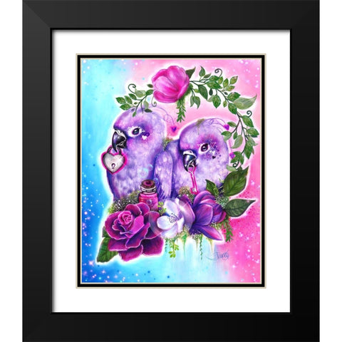Still Together Love Birds Black Modern Wood Framed Art Print with Double Matting by Sheena Pike Art