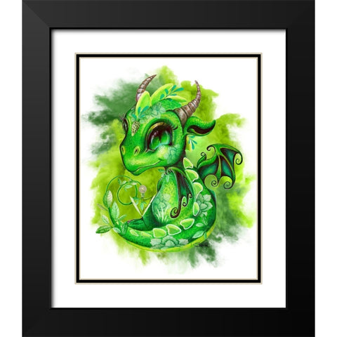 Lil DragonZ Element Series Earth Black Modern Wood Framed Art Print with Double Matting by Sheena Pike Art