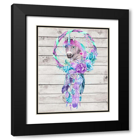 Unicorn Dream Catcher Black Modern Wood Framed Art Print with Double Matting by Sheena Pike Art