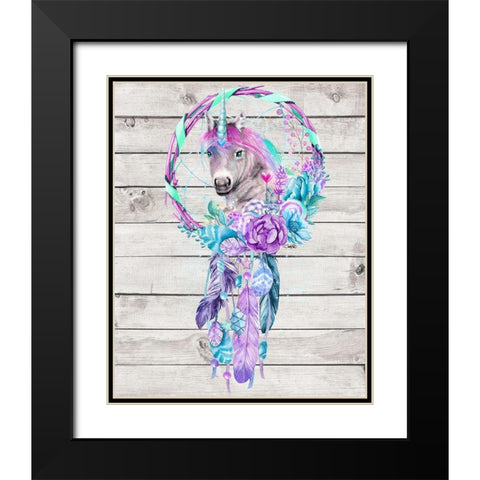 Unicorn Dream Catcher Black Modern Wood Framed Art Print with Double Matting by Sheena Pike Art