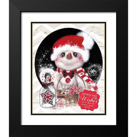 Snowflake Wishes Black Modern Wood Framed Art Print with Double Matting by Sheena Pike Art