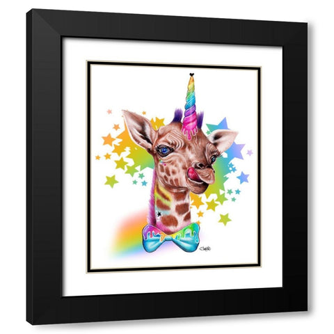 GiraffiCorn Black Modern Wood Framed Art Print with Double Matting by Sheena Pike Art