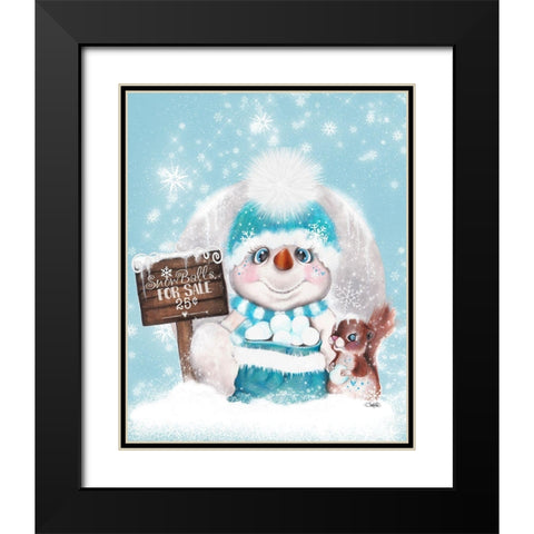 Snowballs for sale Snowman Black Modern Wood Framed Art Print with Double Matting by Sheena Pike Art
