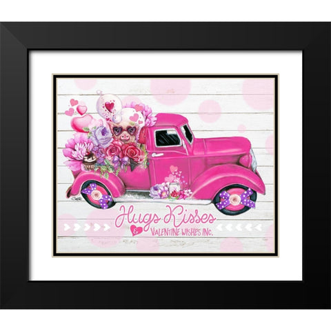 Hugs Kisses Valentine Wishes Inc. Truck Black Modern Wood Framed Art Print with Double Matting by Sheena Pike Art