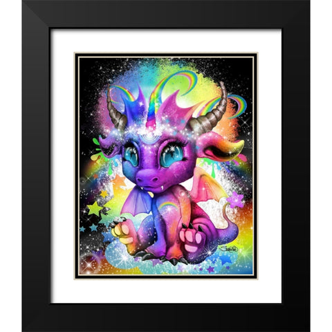 Rainbowcorn - Lil DragonZ Black Modern Wood Framed Art Print with Double Matting by Sheena Pike Art