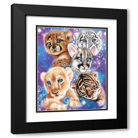 Galaxy Wild Kitten Cubs Black Modern Wood Framed Art Print with Double Matting by Sheena Pike Art
