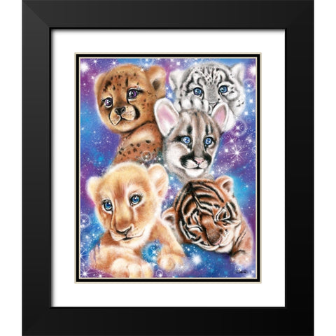 Galaxy Wild Kitten Cubs Black Modern Wood Framed Art Print with Double Matting by Sheena Pike Art