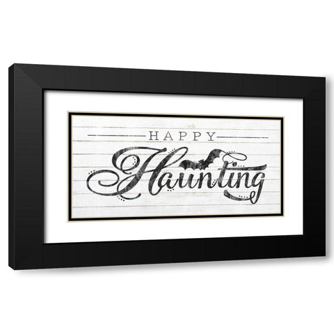 Happy Haunting White Wood Black Modern Wood Framed Art Print with Double Matting by Sheena Pike Art
