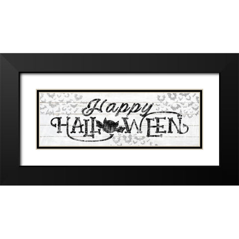 Happy Halloween Bats Black Modern Wood Framed Art Print with Double Matting by Sheena Pike Art