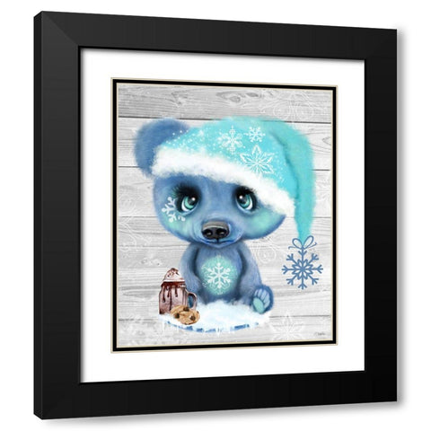 Winter Cocoa Bear Black Modern Wood Framed Art Print with Double Matting by Sheena Pike Art