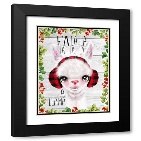 Fa La La Llama Black Modern Wood Framed Art Print with Double Matting by Sheena Pike Art