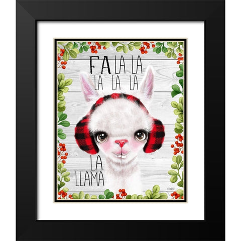 Fa La La Llama Black Modern Wood Framed Art Print with Double Matting by Sheena Pike Art