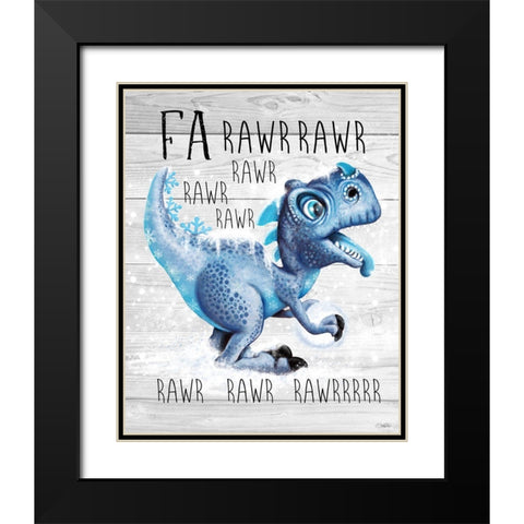 Fa Rawr Rawr T Rex Black Modern Wood Framed Art Print with Double Matting by Sheena Pike Art