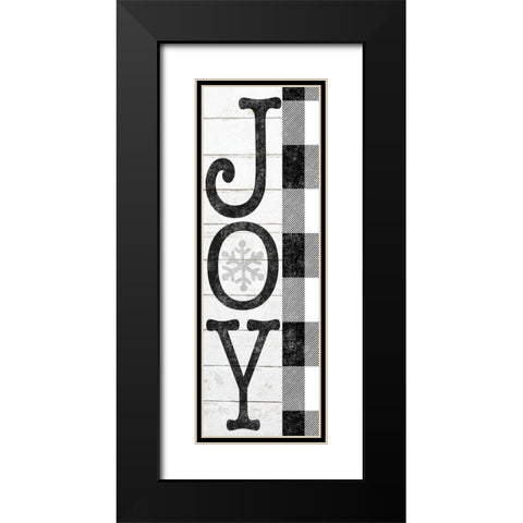 Joy Black and White Plaid Black Modern Wood Framed Art Print with Double Matting by Sheena Pike Art