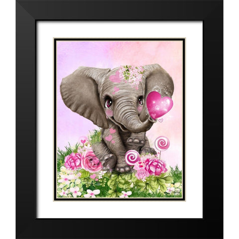 Elephant Kisses Black Modern Wood Framed Art Print with Double Matting by Sheena Pike Art