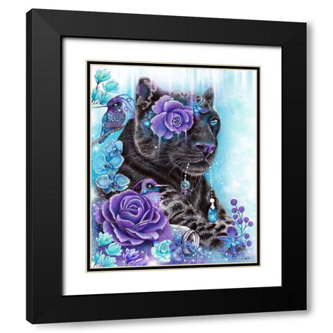 Sapphire Galaxy Jaguar Black Modern Wood Framed Art Print with Double Matting by Sheena Pike Art