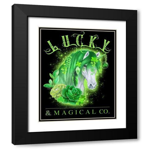 Lucky and Magical Co Unicorn Black Modern Wood Framed Art Print with Double Matting by Sheena Pike Art