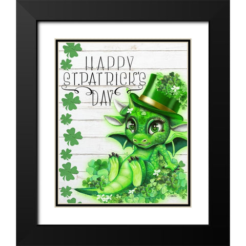 St Patricks Day Lil DragonZ Black Modern Wood Framed Art Print with Double Matting by Sheena Pike Art